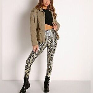 Commando Olive Snake Faux Leather Animal Legging